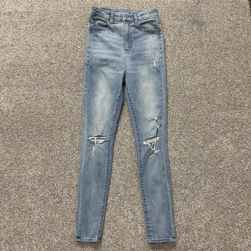 American Eagle Outfitters Curvy Highest Rise Jegging Jeans Womens 4 Distressed
